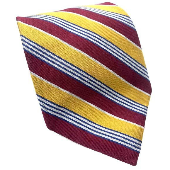 Brooks Brothers Makers Mens 100% Silk Tie Gold Maroon Red Striped Necktie CHIEFS - Picture 1 of 5